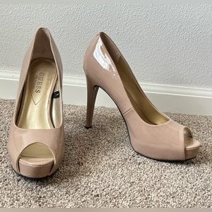 Guess. Size 9. Dark nude leather material.